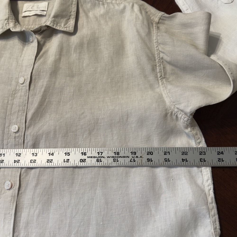 J Crew Sz 8 Baird Mcnutt Irish Linen Shirt Womens Dip Dyed Stone Relaxed Beige - Picture 9 of 11